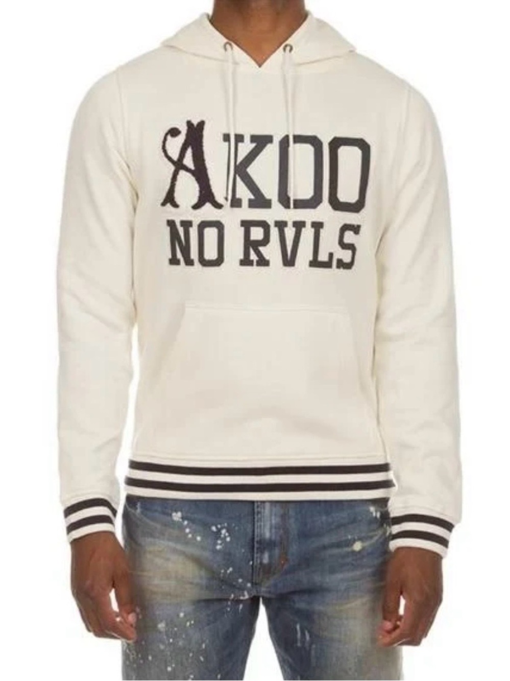 AKOO Men’s No RVLS Hoodie Sweatshirt Sz XXL Off White Streetwear Urban Hip Hop
